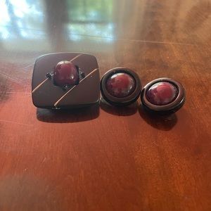 Angela Caputi Brooch and Matching Earrings